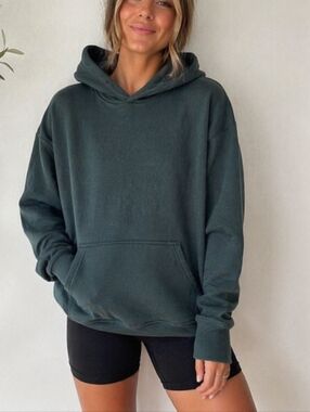 New Nuuds Vintage Hoodie Alpine Green Distressed Drop Shoulder LG